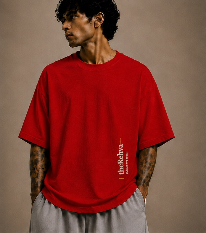 Naav (नाव) T-shirt, red, front
