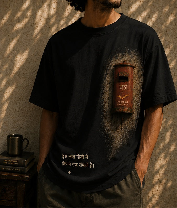 Postal Box (डाक पेटी) T-shirt, black, front