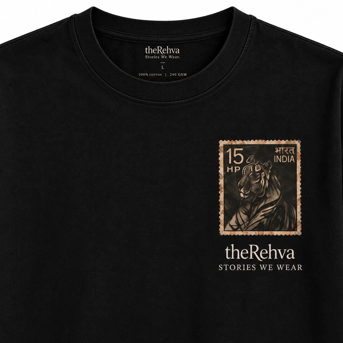 Stamps T-shirt, black, front stamp