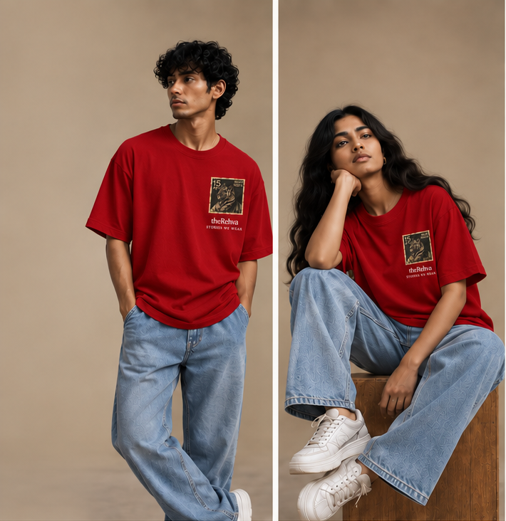 Stamps T-shirt, red, front