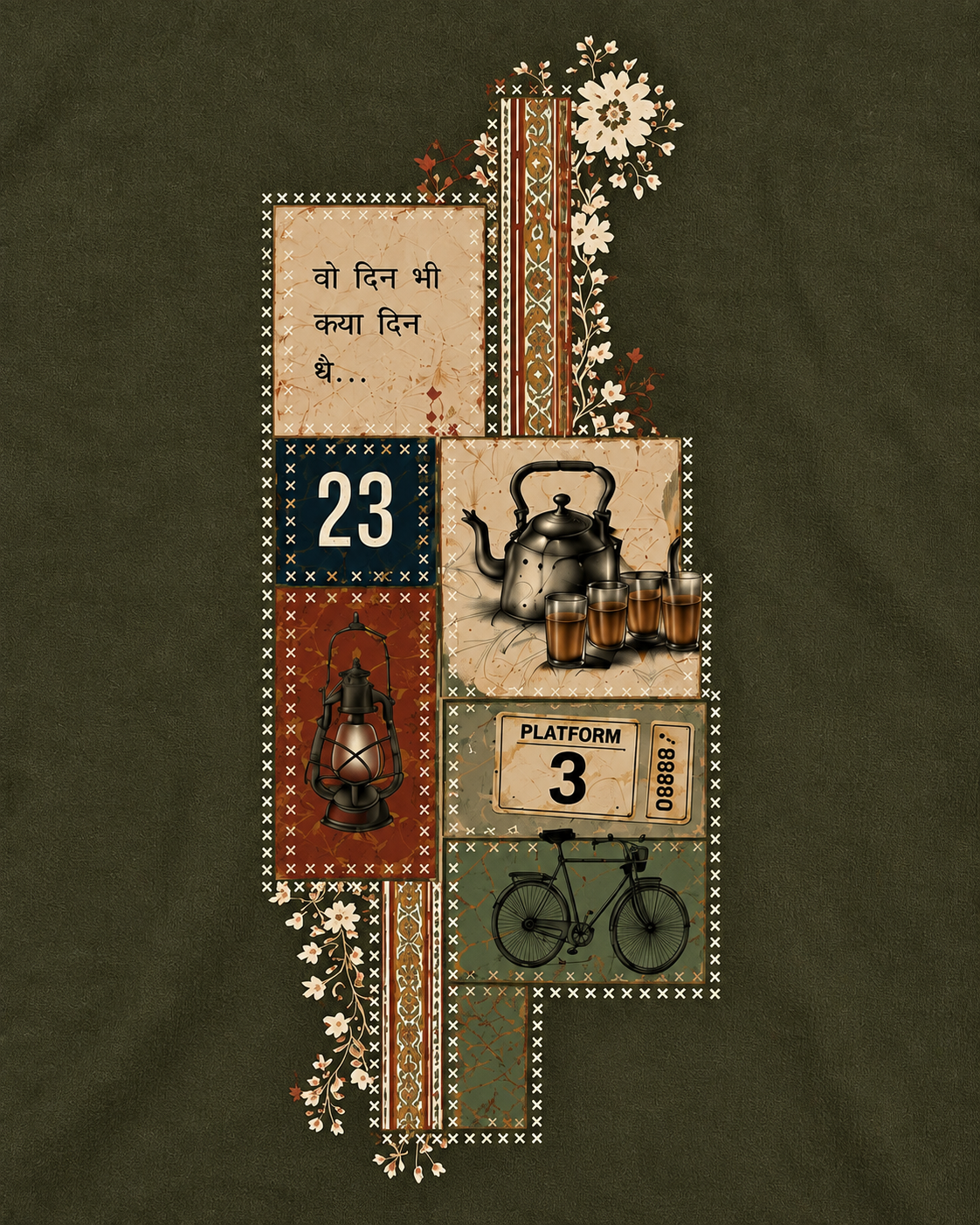 Yaadein T-shirt, olive, back print