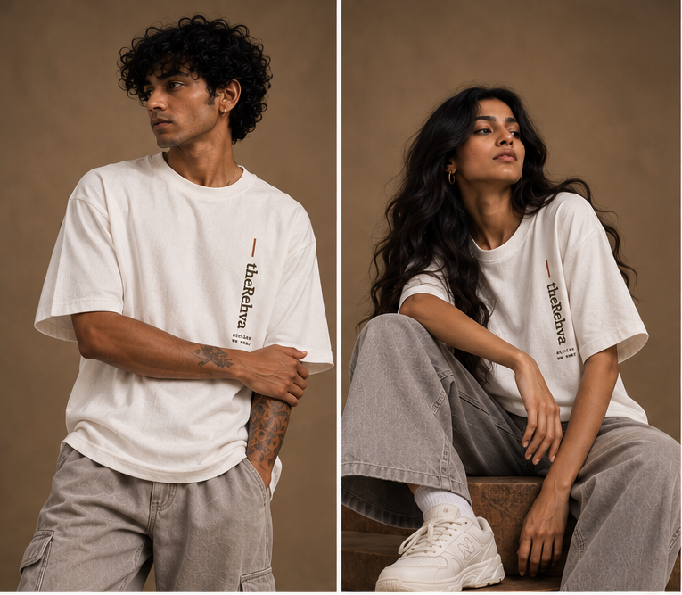 Yaadein T-shirt, white, front.